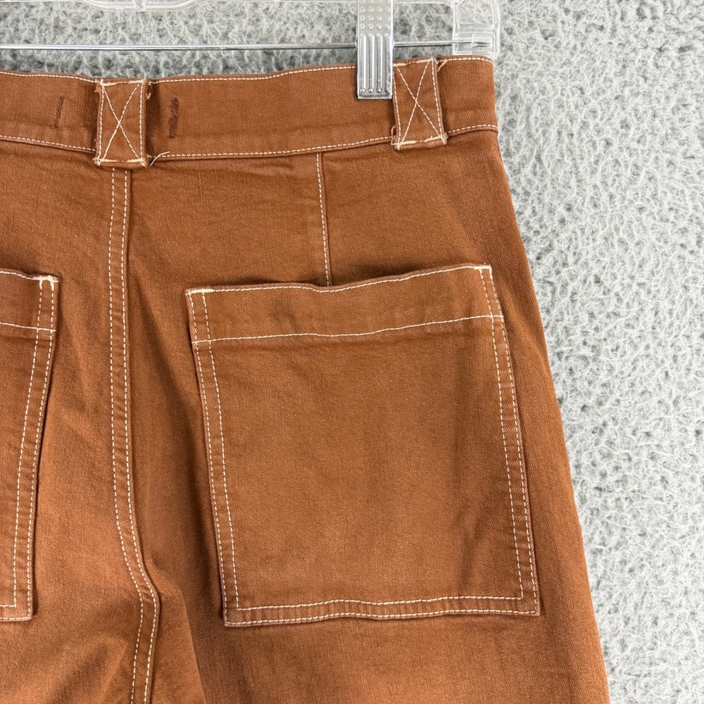 Madewell Emmett Wide-Leg Pants Women 26 Brown Contrast Stitch High Rise Crop - Picture 10 of 15